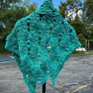 NEW handmade crochet SKULL wrap shawl open front poncho cardigan scarf ONE SIZE